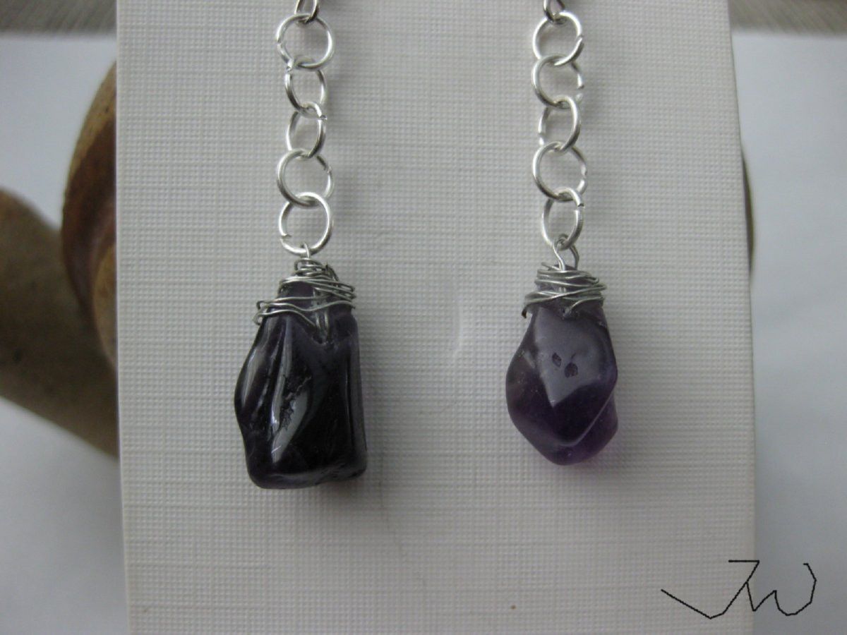 Jewelry Amethyst Stainless Steel Dangle Earrings Size ONE SIZE - 4 Thumbnail