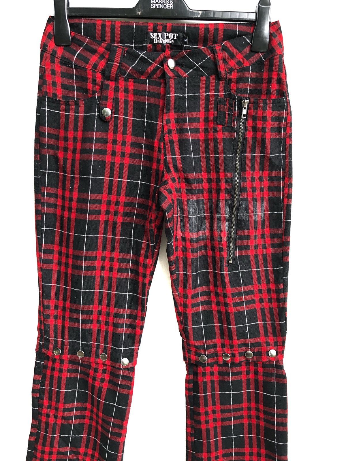 image of Sex Pot Revenge Seditionaries Bondage Pant in Red Tartan, Men's (Size 28)