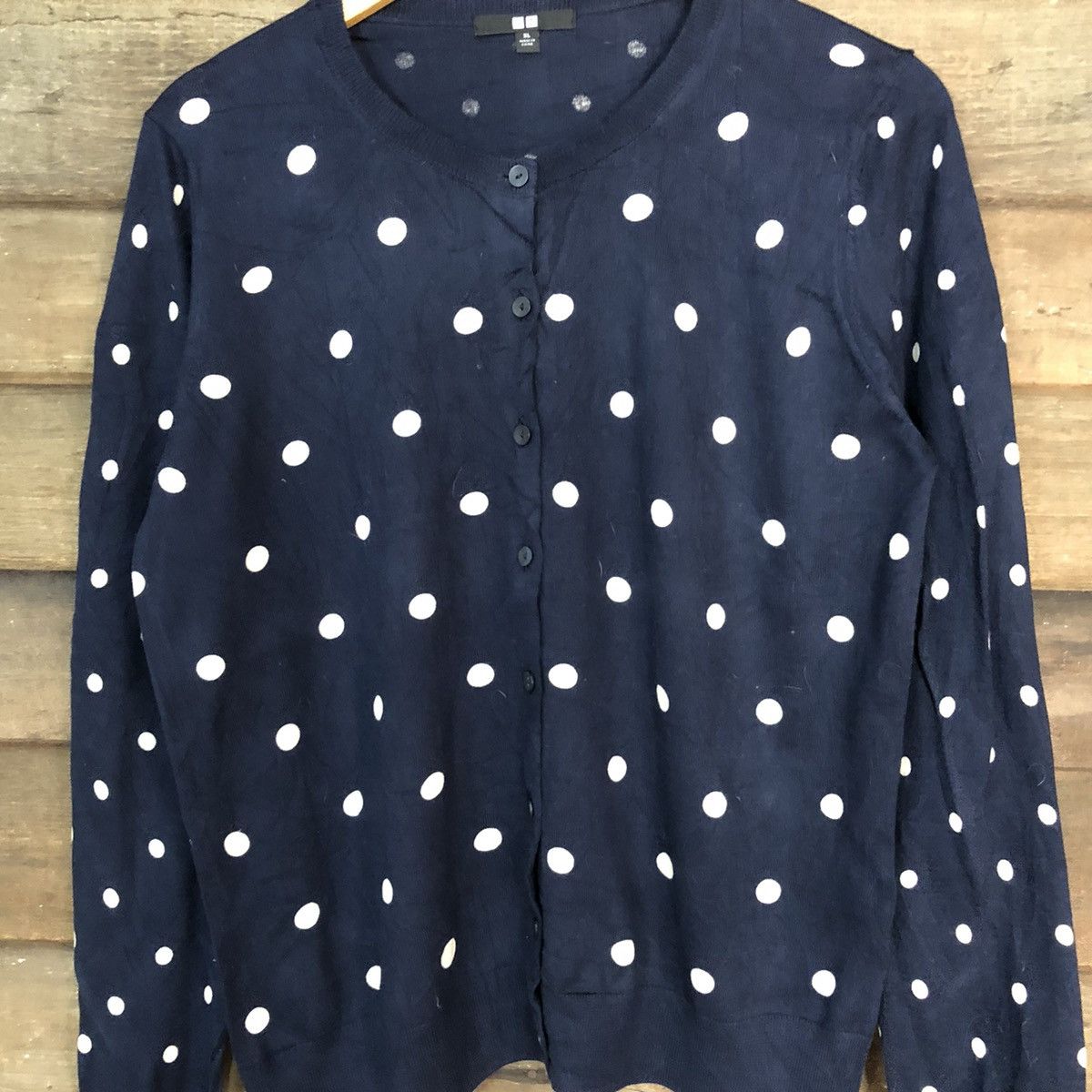 Homespun Knitwear Uniqlo Blue polkadot Patterned Cardigans Knitwear #7299 Size L / US 10 / IT 46 - 5 Thumbnail