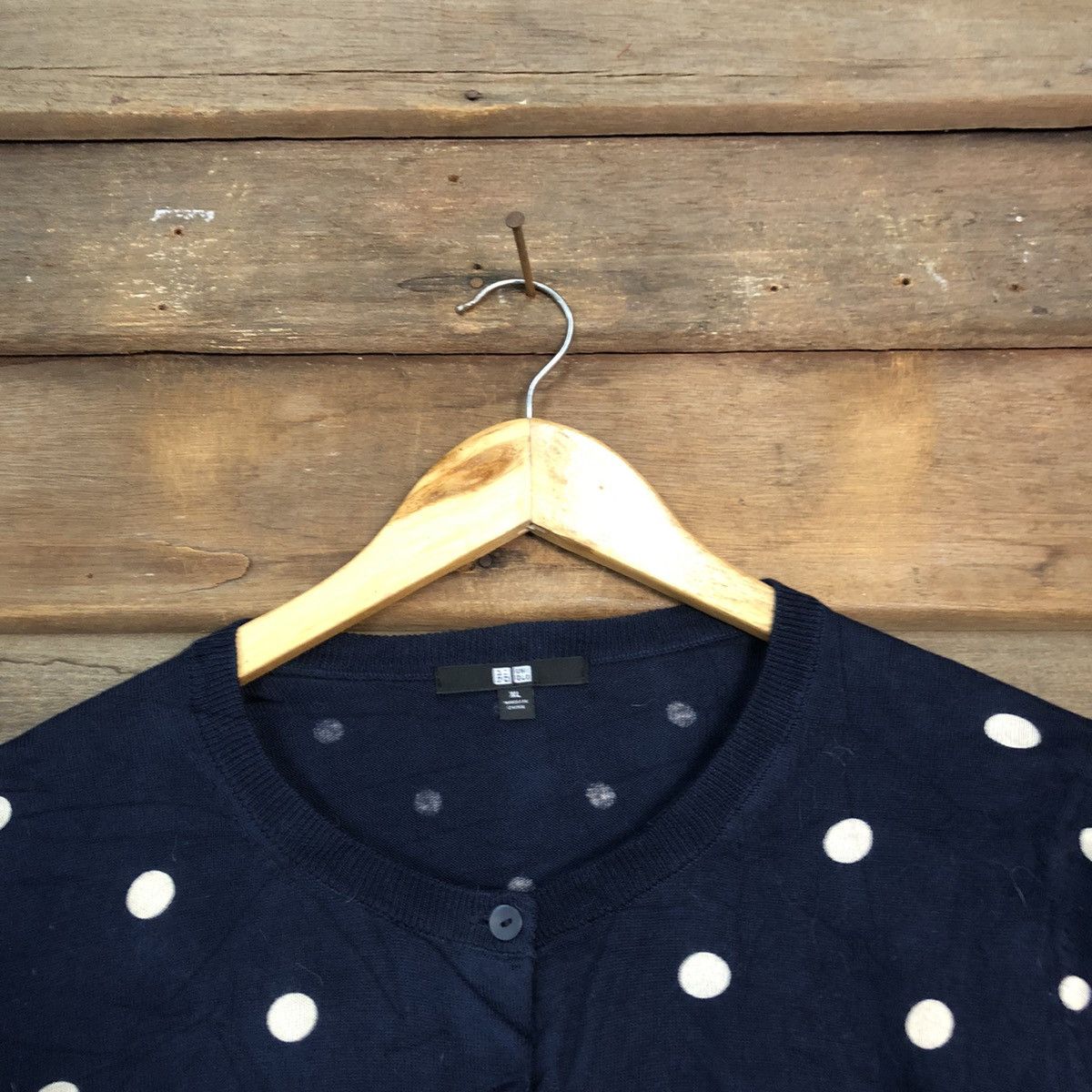 Homespun Knitwear Uniqlo Blue polkadot Patterned Cardigans Knitwear #7299 Size L / US 10 / IT 46 - 4 Thumbnail