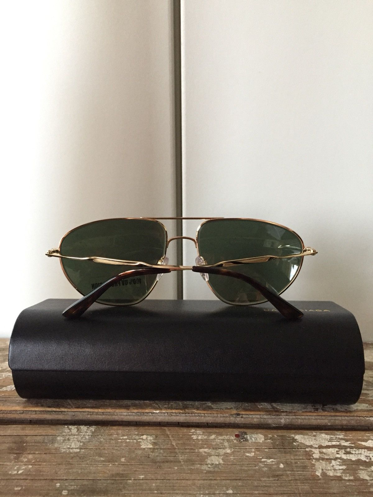Balenciaga Balenciaga Intarsia Logo Aviator Sunglasses - Gold / Green Size ONE SIZE - 2 Thumbnail