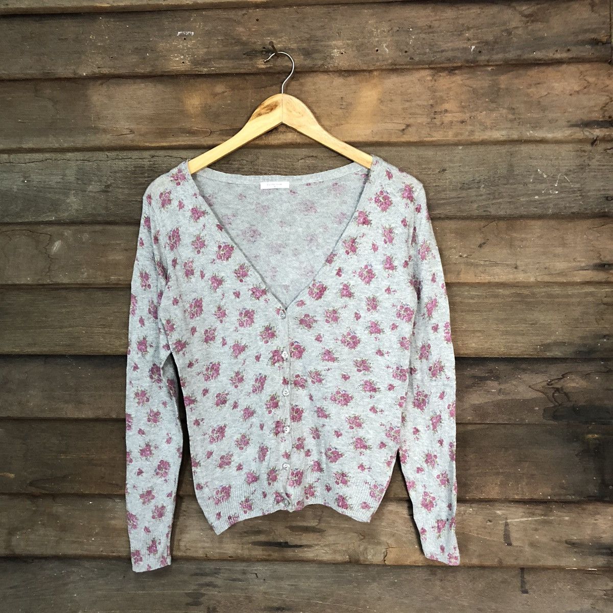 Homespun Knitwear Comdout fullprint Basic Grey Cardigan Knitwear #7296 Size S / US 4 / IT 40 - 1 Thumbnail