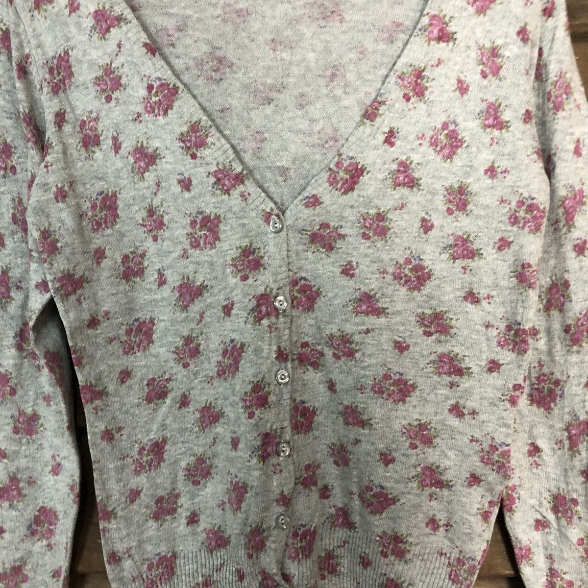 Homespun Knitwear Comdout fullprint Basic Grey Cardigan Knitwear #7296 Size S / US 4 / IT 40 - 5 Thumbnail