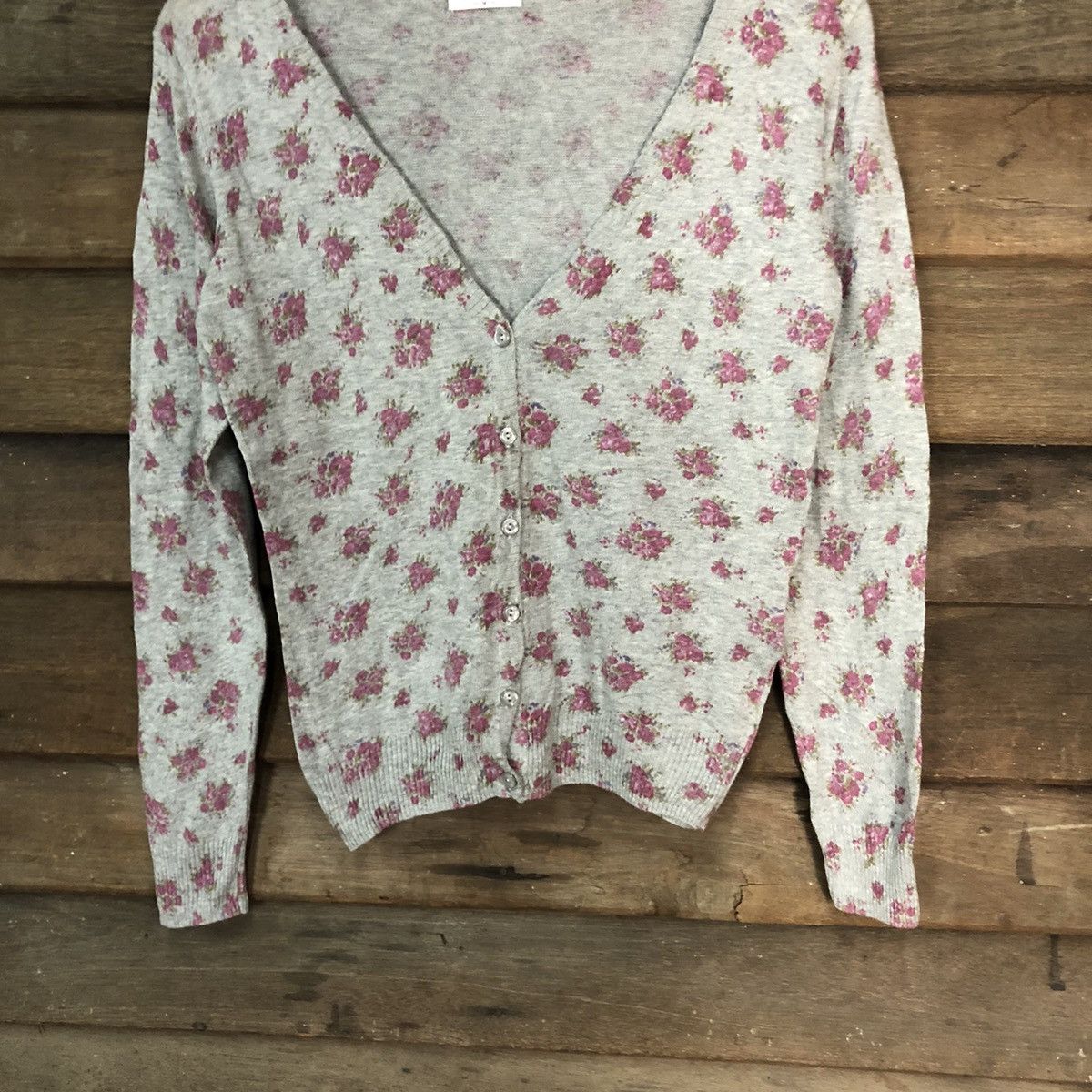 Homespun Knitwear Comdout fullprint Basic Grey Cardigan Knitwear #7296 Size S / US 4 / IT 40 - 3 Thumbnail