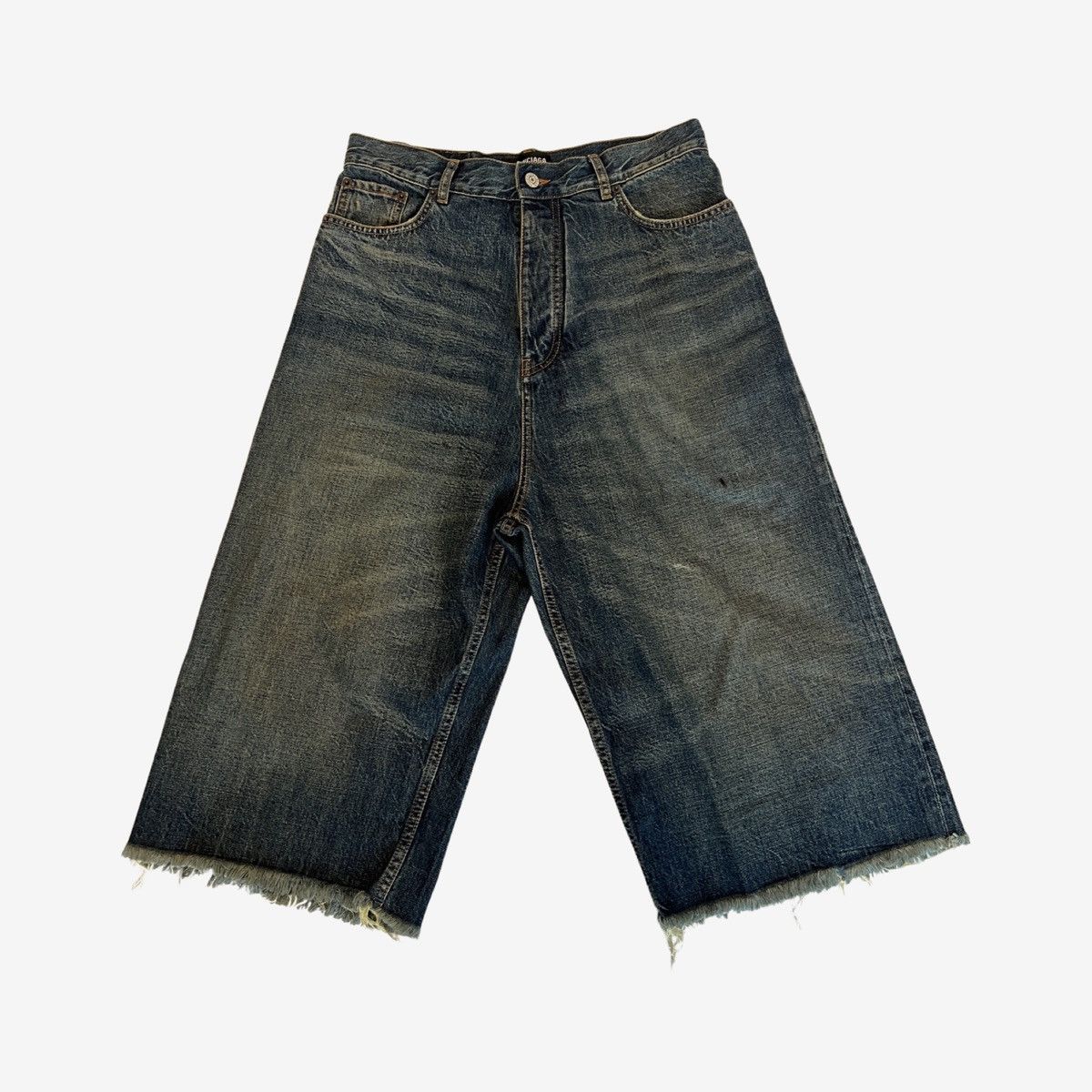 image of 1260Msrp Balenciaga Denim Shorts Jorts Sz. L in Blue, Men's (Size 36)