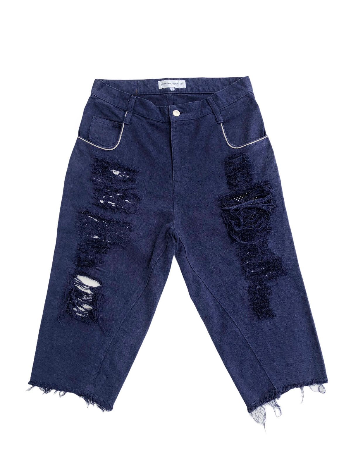 image of Ehyphen World Gallery Distressed Short Pants in Blue, Men's (Size 31)