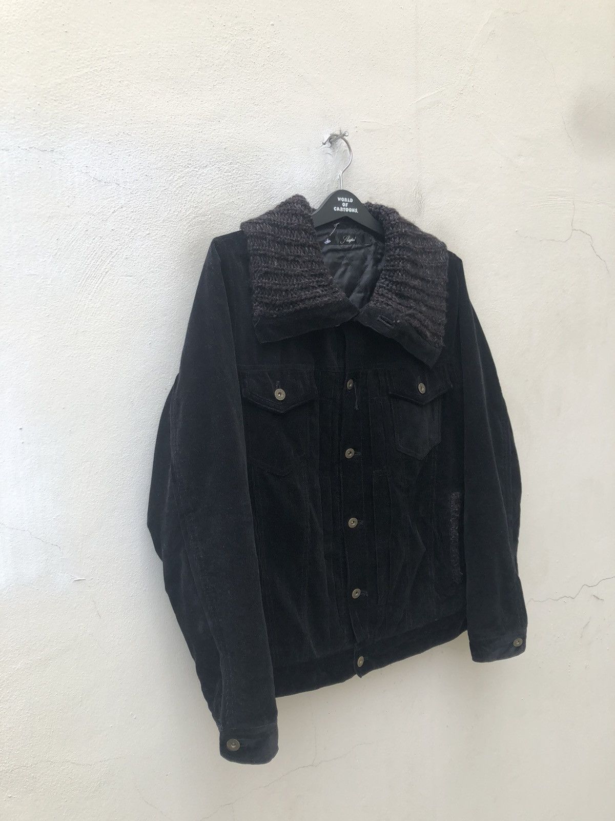 SHAREEF Shapel Japan High Neck Black Corduroy Trucker Jacket Size US M / EU 48-50 / 2 - 8 Thumbnail
