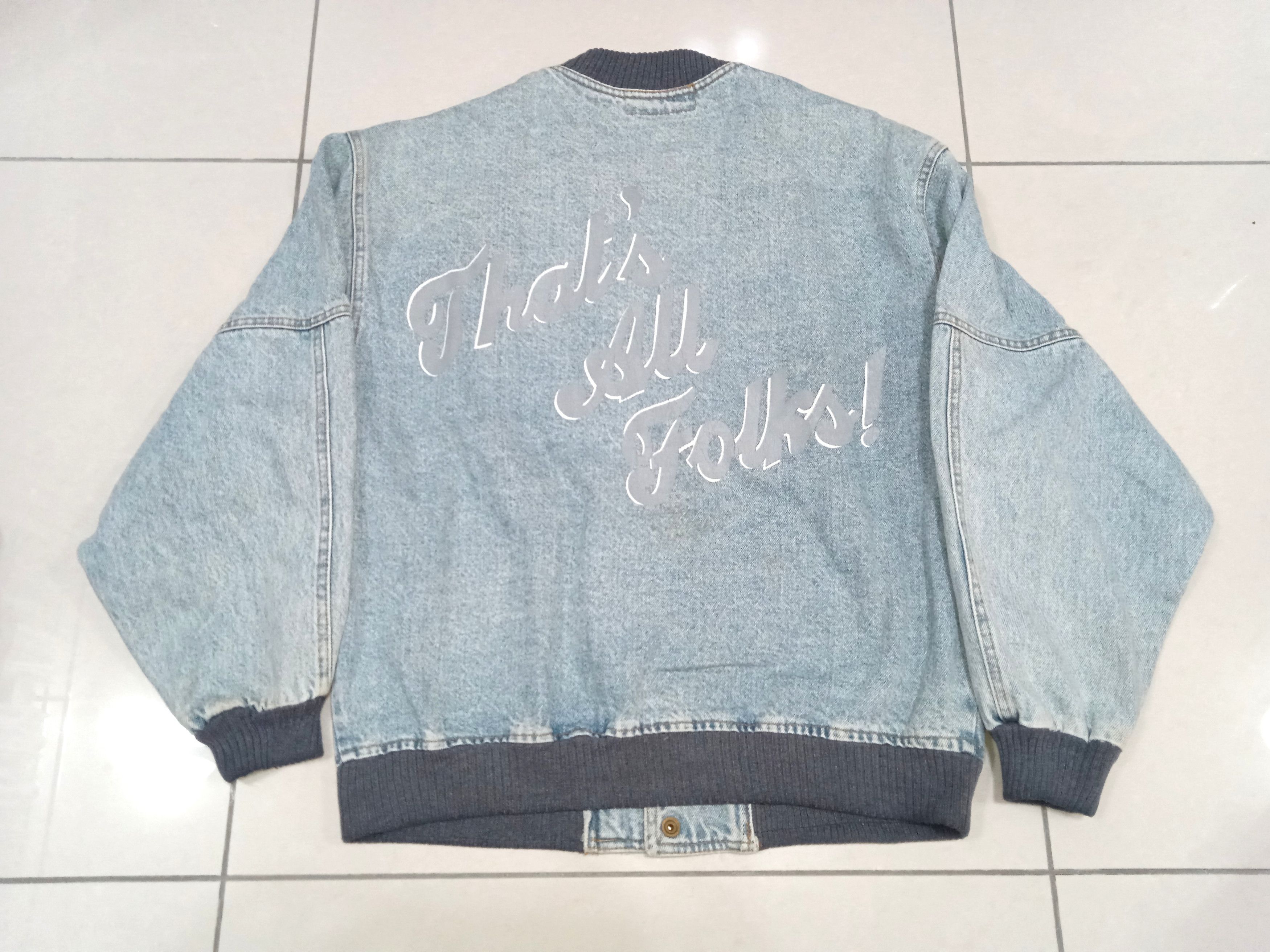 Vintage Vintage 90s Warner Bros. Looney Tunes Denim Varsity Size US L / EU 52-54 / 3 - 2 Thumbnail