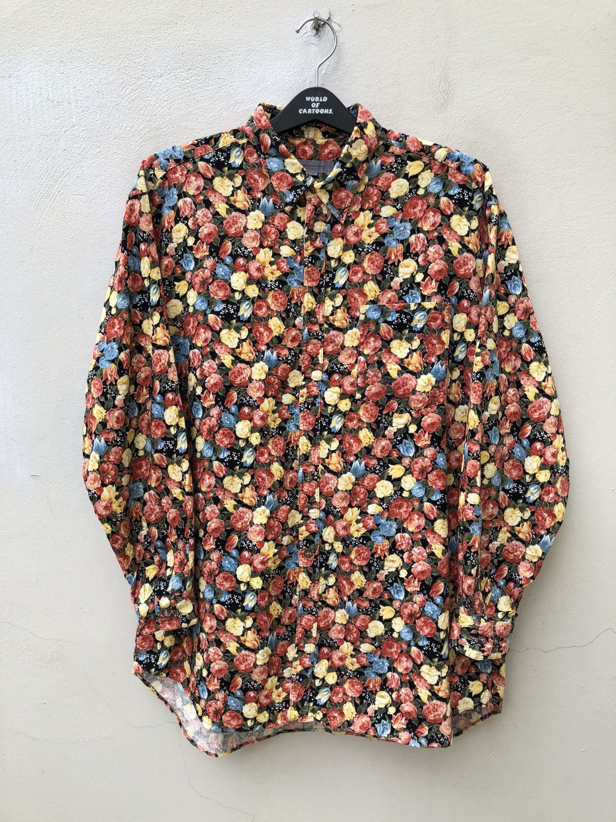Japan Brand Mayson Grey Multi Roses Corduroy Baggy Shirt