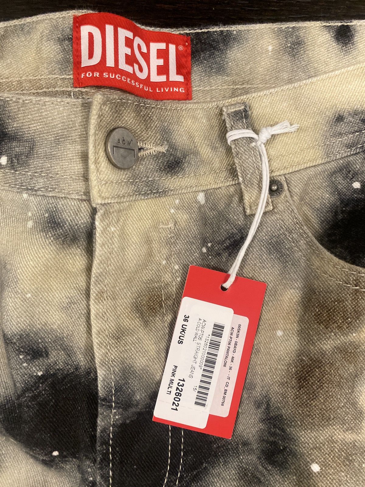 Diesel NEW LIMITED EDITION DIESEL X ACW RED TAG OVERDYED JEANS Size US 36 / EU 52 - 3 Thumbnail