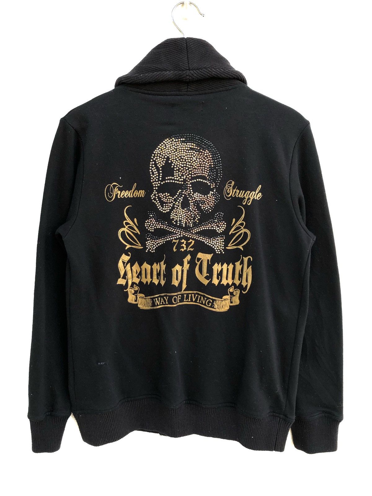 image of Skulls Ivanhoe Black Skull Shawl Collar Sweatshirt, Men's (Size Small)