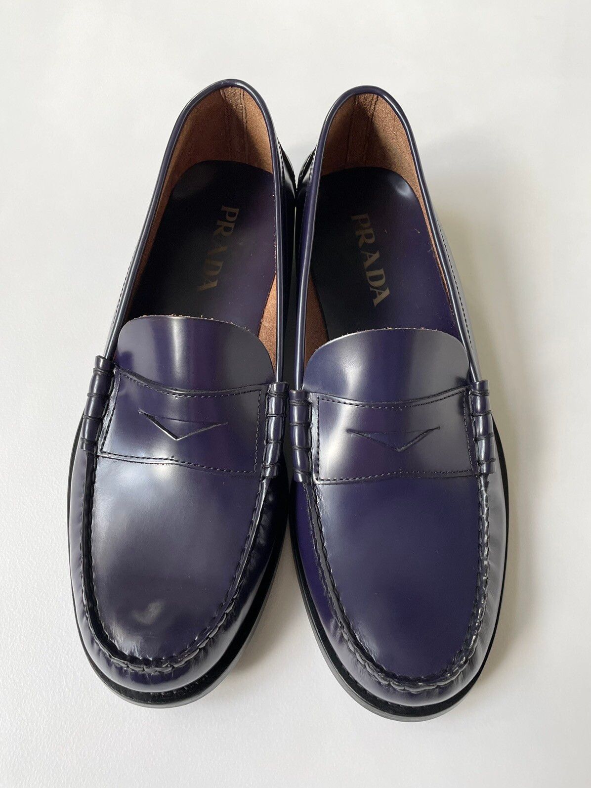 Pre-owned Prada Purple Polished Leather Loafers