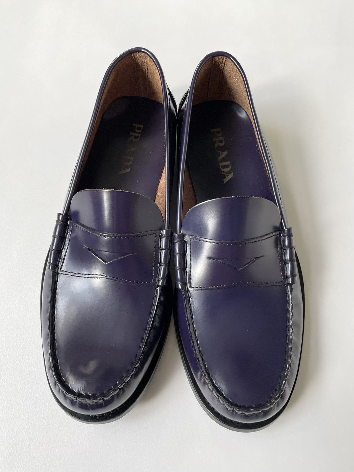 image of Prada Purple Polished Leather Loafers, Men's (Size 10)