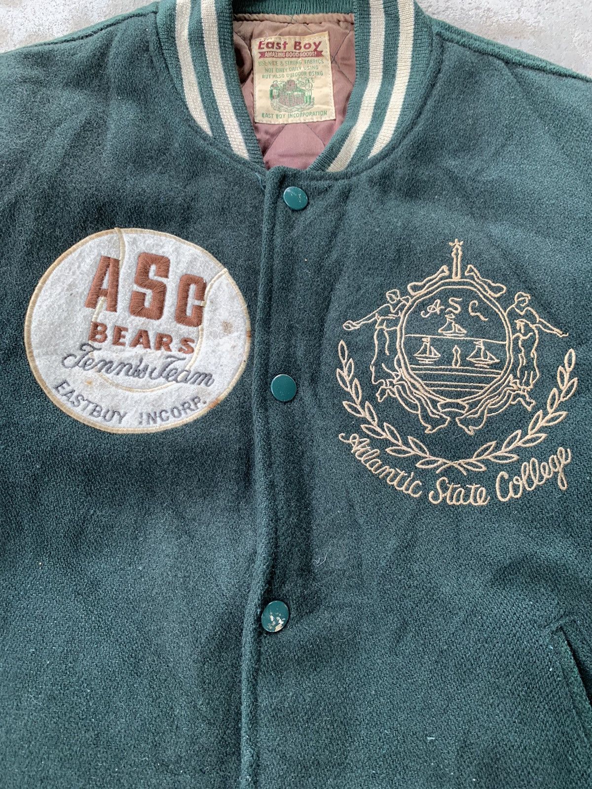 Vintage Vtg 80s Atlantic State College Tennis Team Varsity Jacket Size US L / EU 52-54 / 3 - 4 Thumbnail