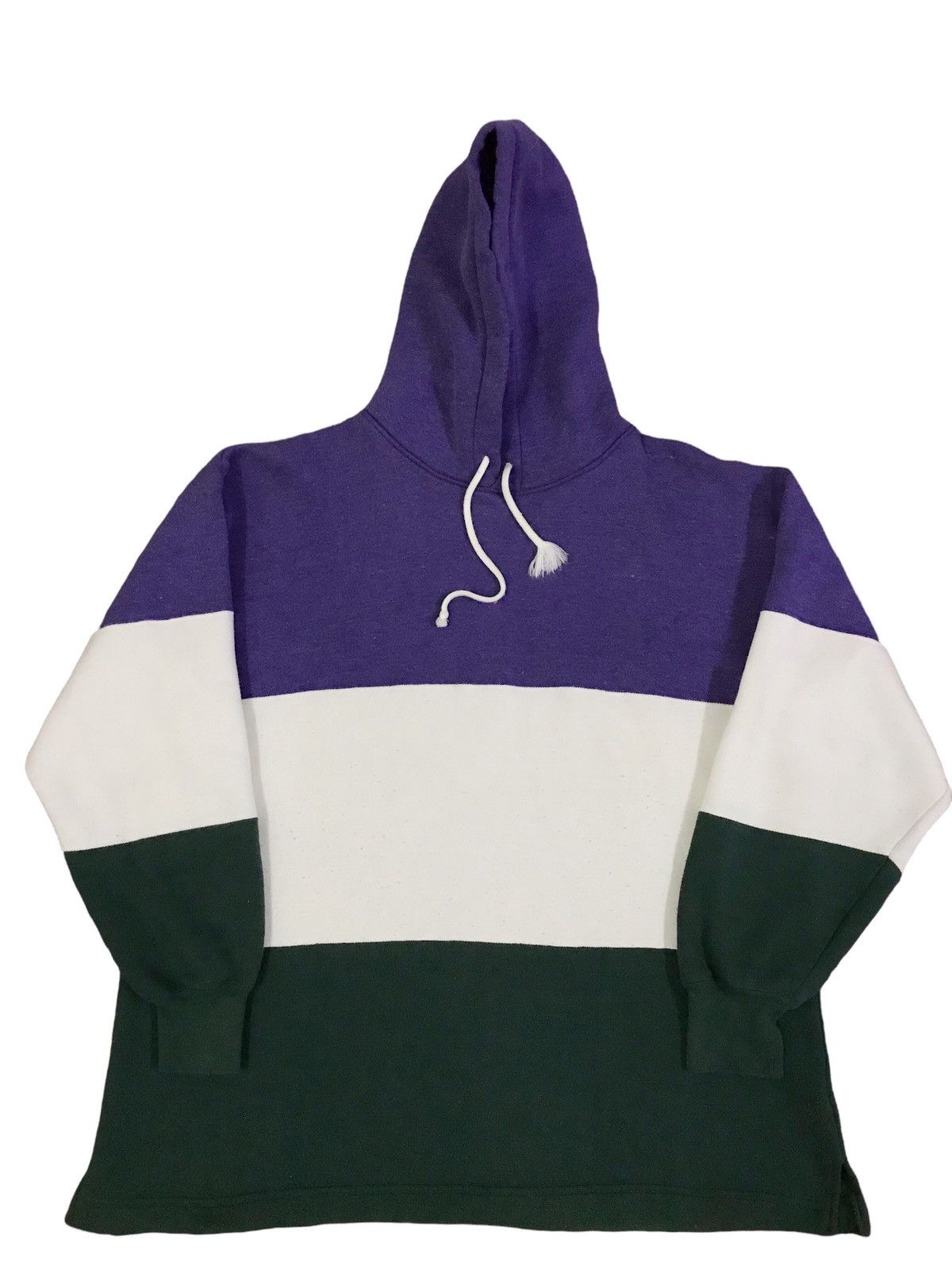 image of Vintage Bec Multicolour Hoodie Sweatshirt in Purple/White/Green, Men's (Size Large)
