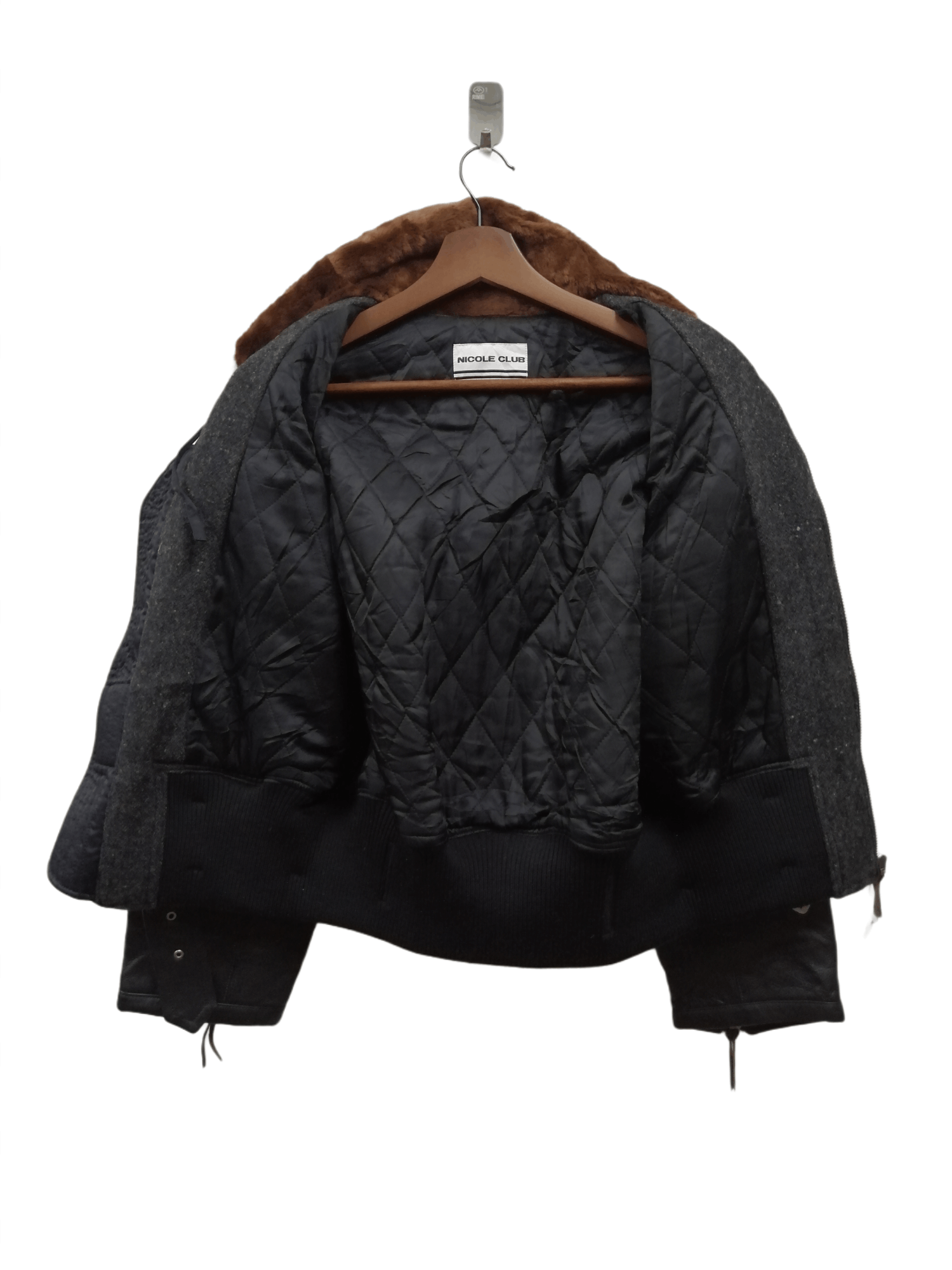 Designer × Matsuda Rare! Nicole Club Wool Leather Hoodie Bikers Jacket Size US M / EU 48-50 / 2 - 6 Thumbnail