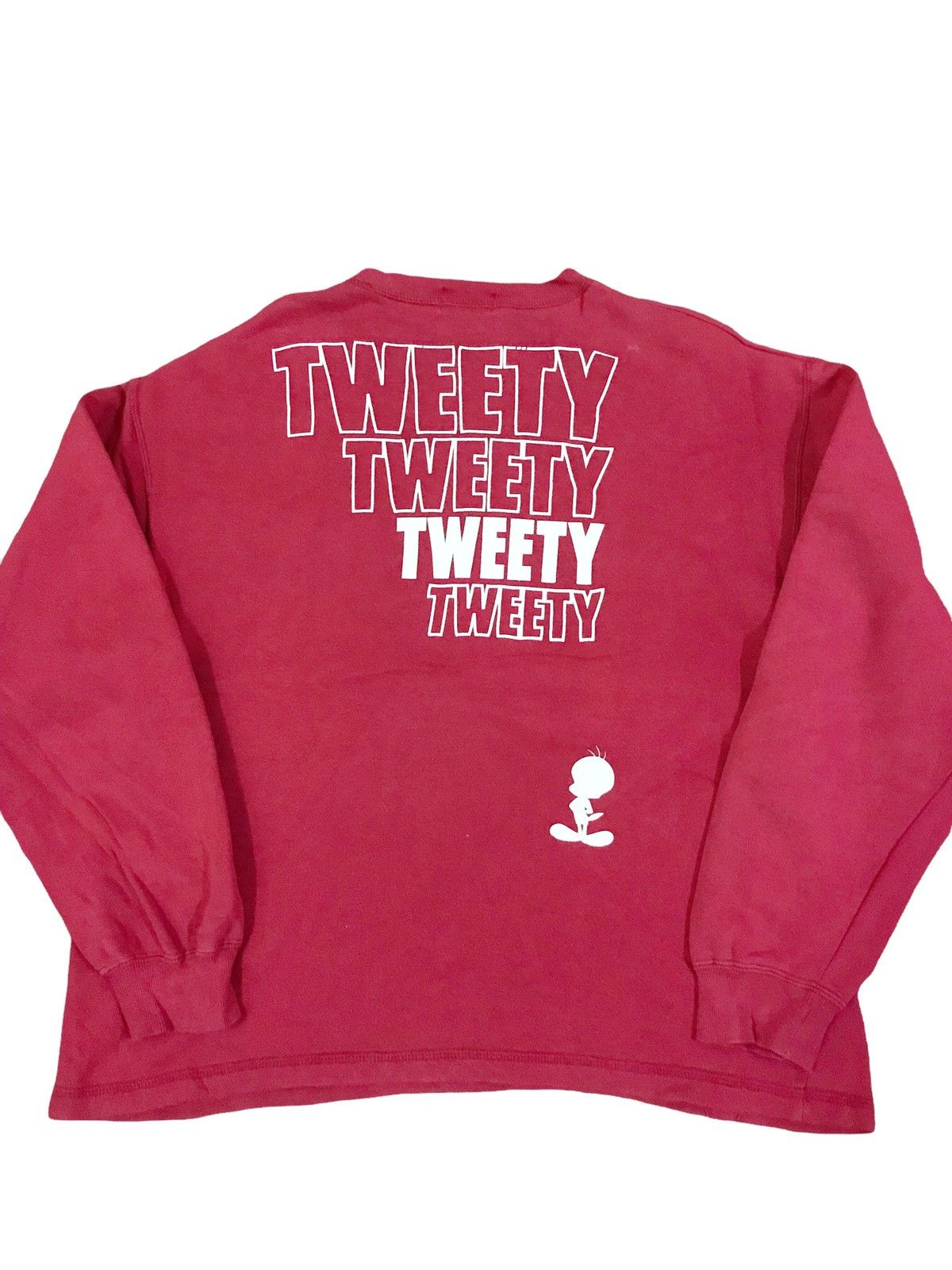 Image of Cartoon Network x Vintage Looney Tunes Tweety Sweatshirt in Red, Men's (Size Small)