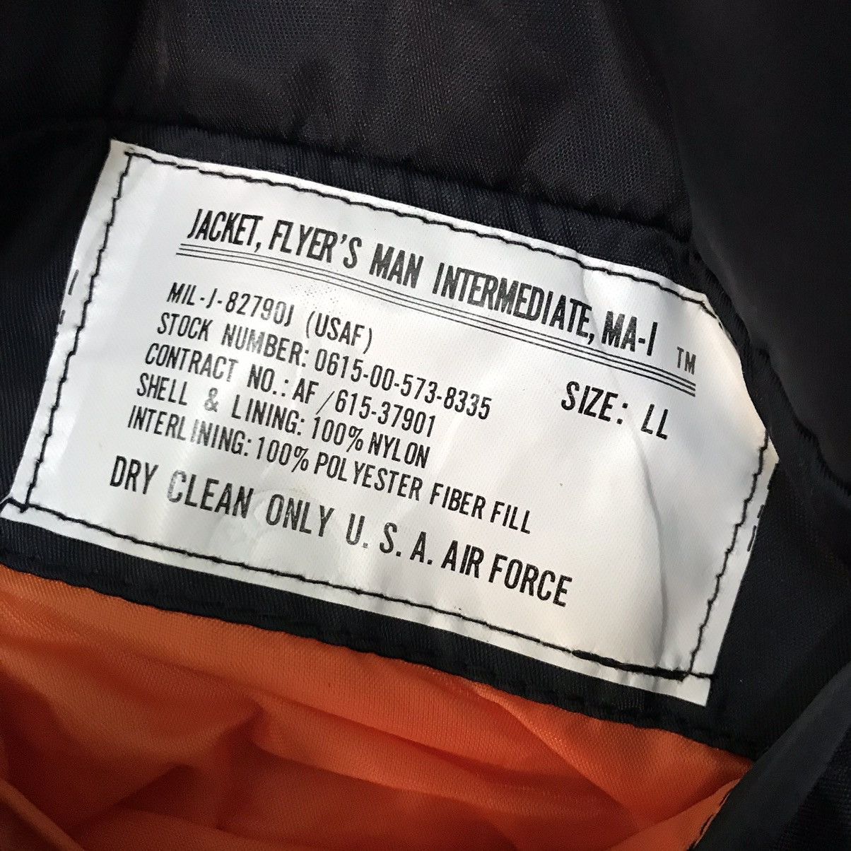 Other USAF Military MA-1 Bomber Jacket Flyers Man Intermediate Size US L / EU 52-54 / 3 - 10 Thumbnail