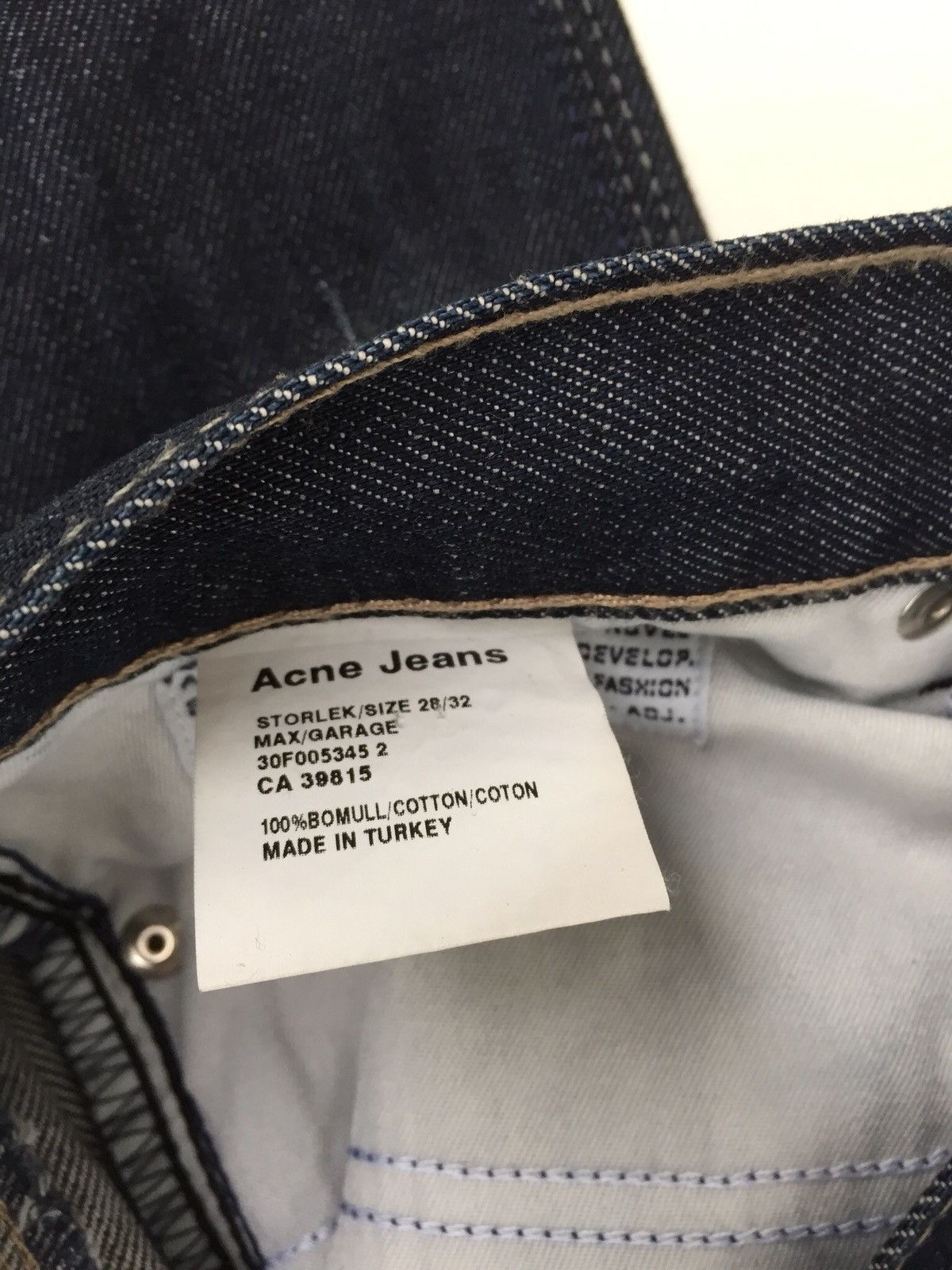 Acne Studios Acne Studios Navy Blue Slim Fit Straight Cut Size US 27 - 7 Thumbnail