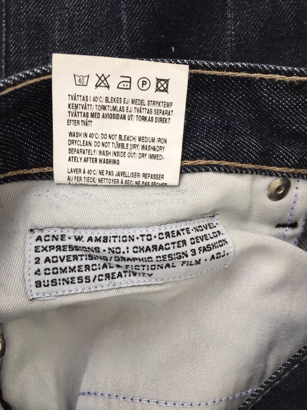Acne Studios Acne Studios Navy Blue Slim Fit Straight Cut Size US 27 - 8 Thumbnail