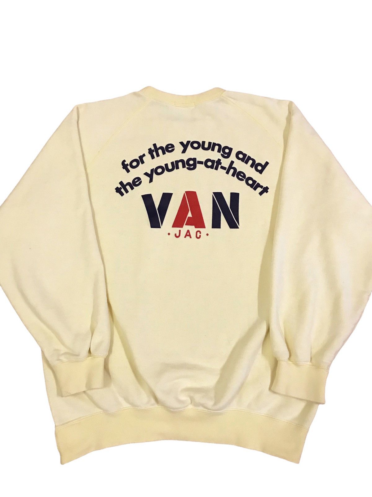 image of Vintage Van Jac Sweatshirt in Light Yellow, Men's (Size Medium)