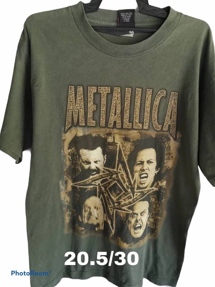 image of Band Tees x Rock T Shirt Vintage Metallica North America 96/97 Tours in Dark Green (Size Large)