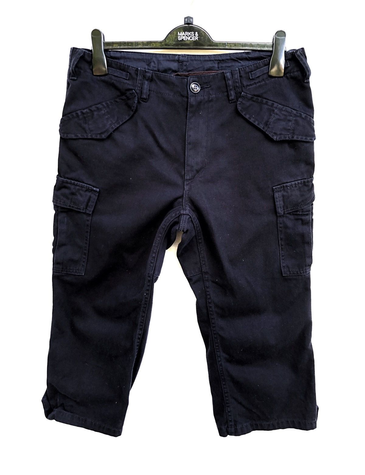 image of Ships X Dico Tokyo Navy Blue Cargo Cropped 3 Quarter Pants, Men's (Size 32)