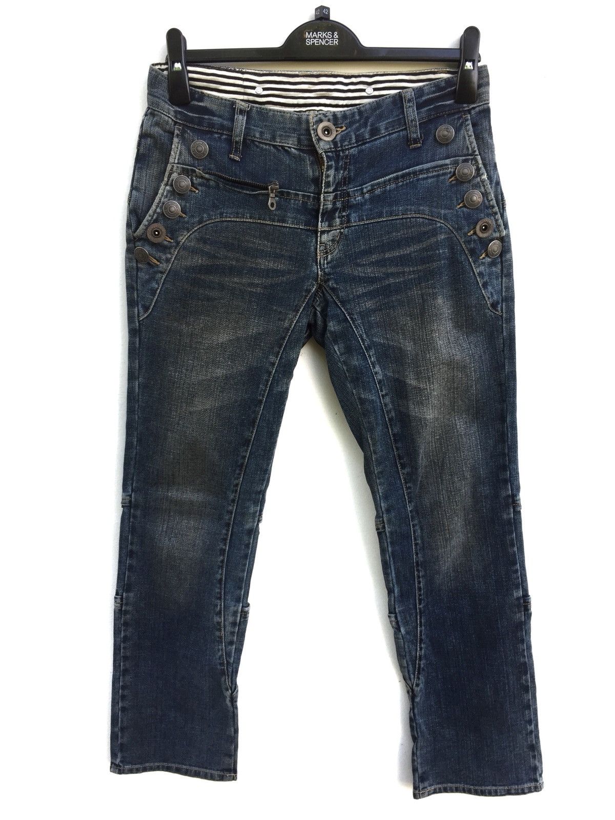 image of Kurt Cobain x Ppfm Ppfm Rebuild Zipper Jeans Punk Bondage Style in Denim (Size 28)