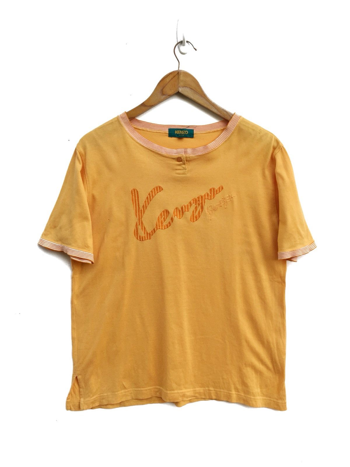 image of Vintage Kenzo Golf Spell Out Logo Shirt in Orange, Men's (Size Small)