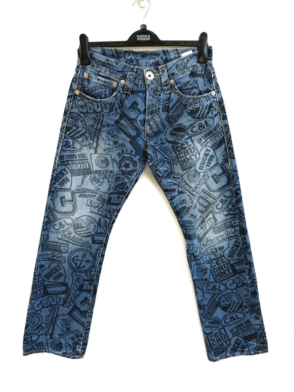 image of Co&lu Fullprint Jeans Hyteric Glamour Style in Blue, Men's (Size 28)
