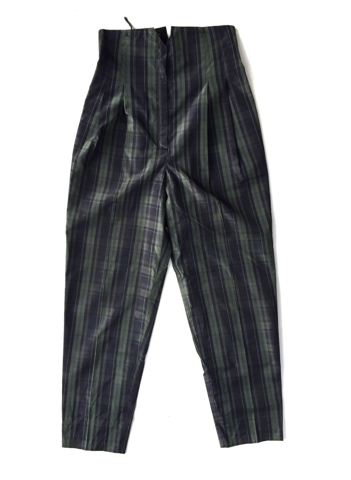 image of Italian Designers x Vintage Norma Kamali Checkered High Waist Pants in Green, Men's (Size 26)
