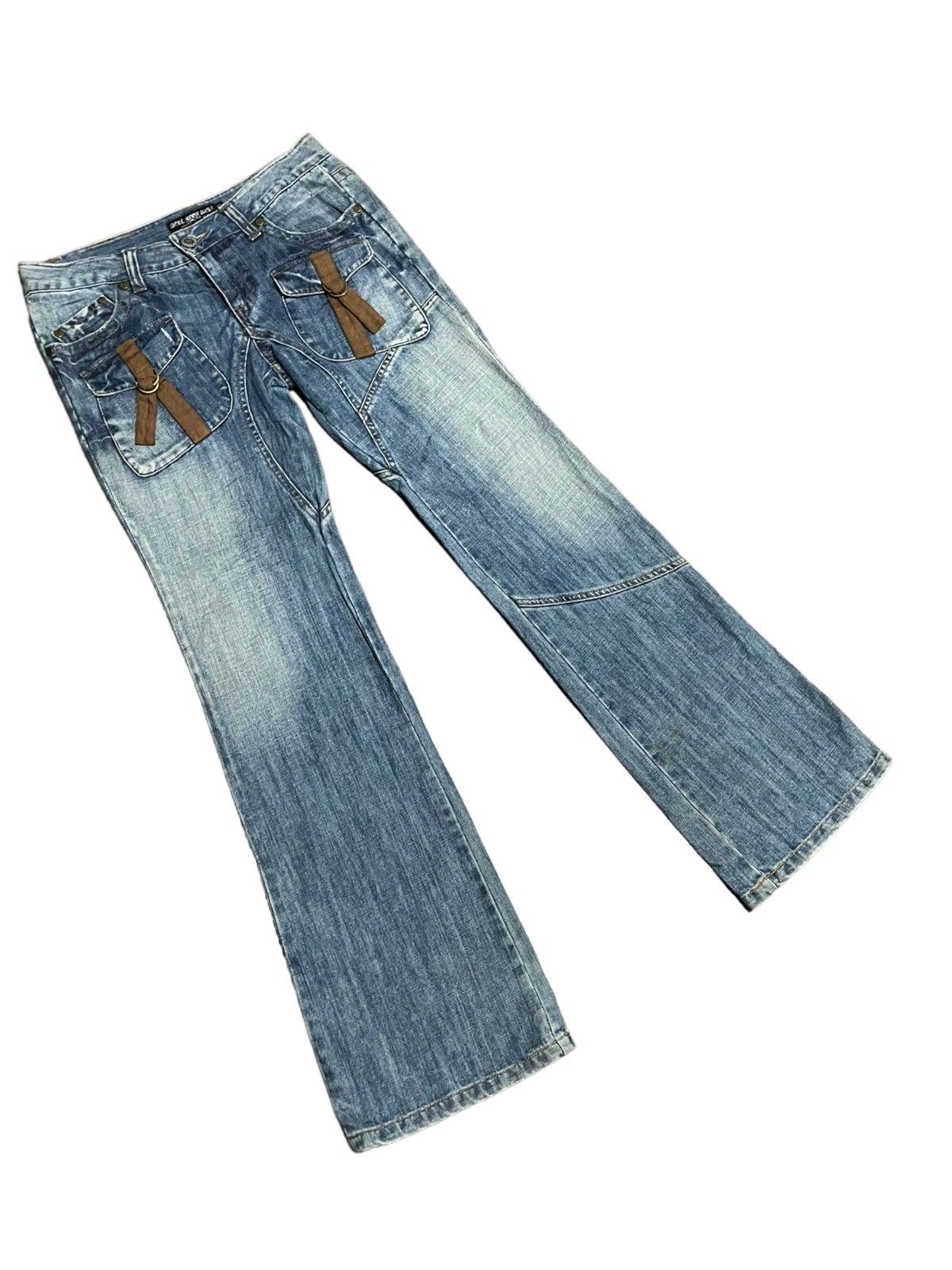 Japanese Brand Flared Japanese Blue Moon Lowrise Wide Leg Pocket Jeans Size US 32 / EU 48 - 3 Thumbnail