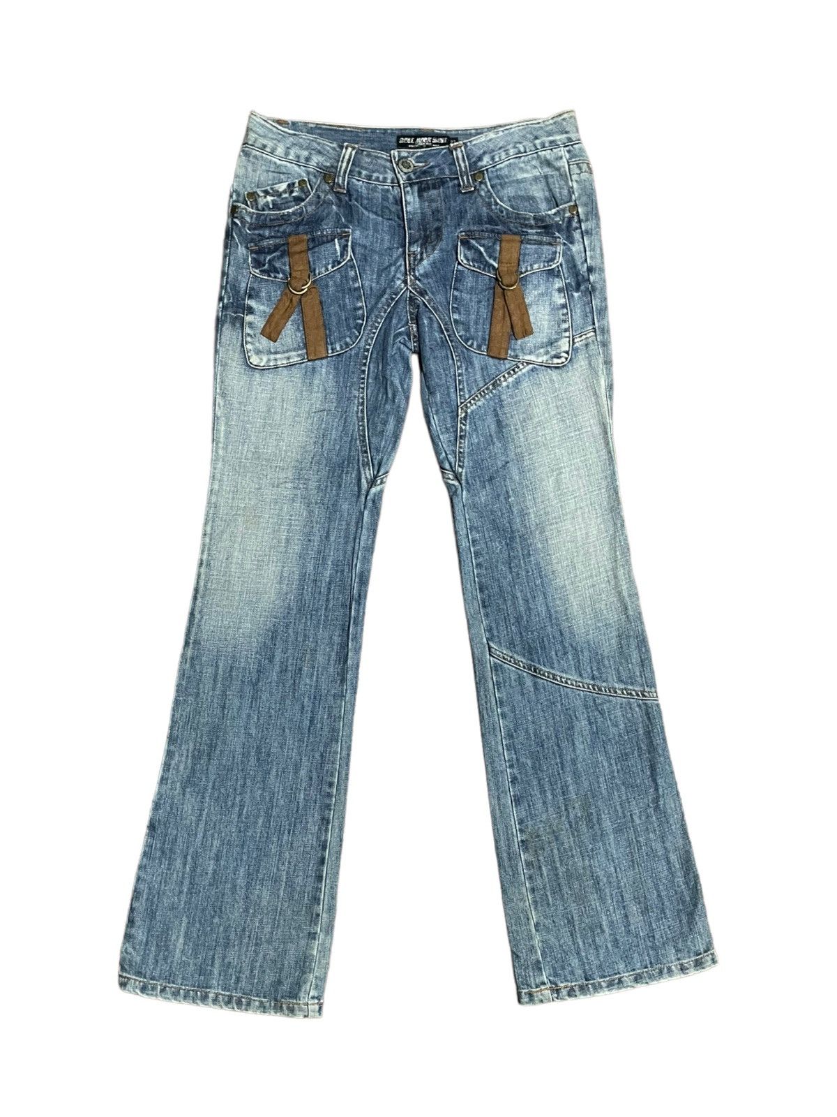 Rare🔥Japanese Blue Moon Lowrise Wide Leg Cargo Pocket Jeans