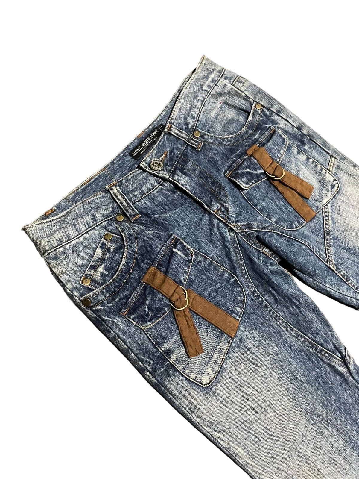 Japanese Brand Flared Japanese Blue Moon Lowrise Wide Leg Pocket Jeans Size US 32 / EU 48 - 6 Thumbnail