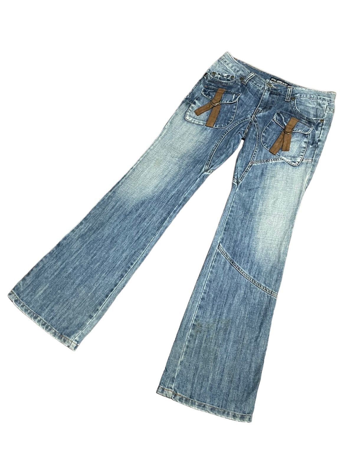 Japanese Brand Flared Japanese Blue Moon Lowrise Wide Leg Pocket Jeans Size US 32 / EU 48 - 4 Thumbnail