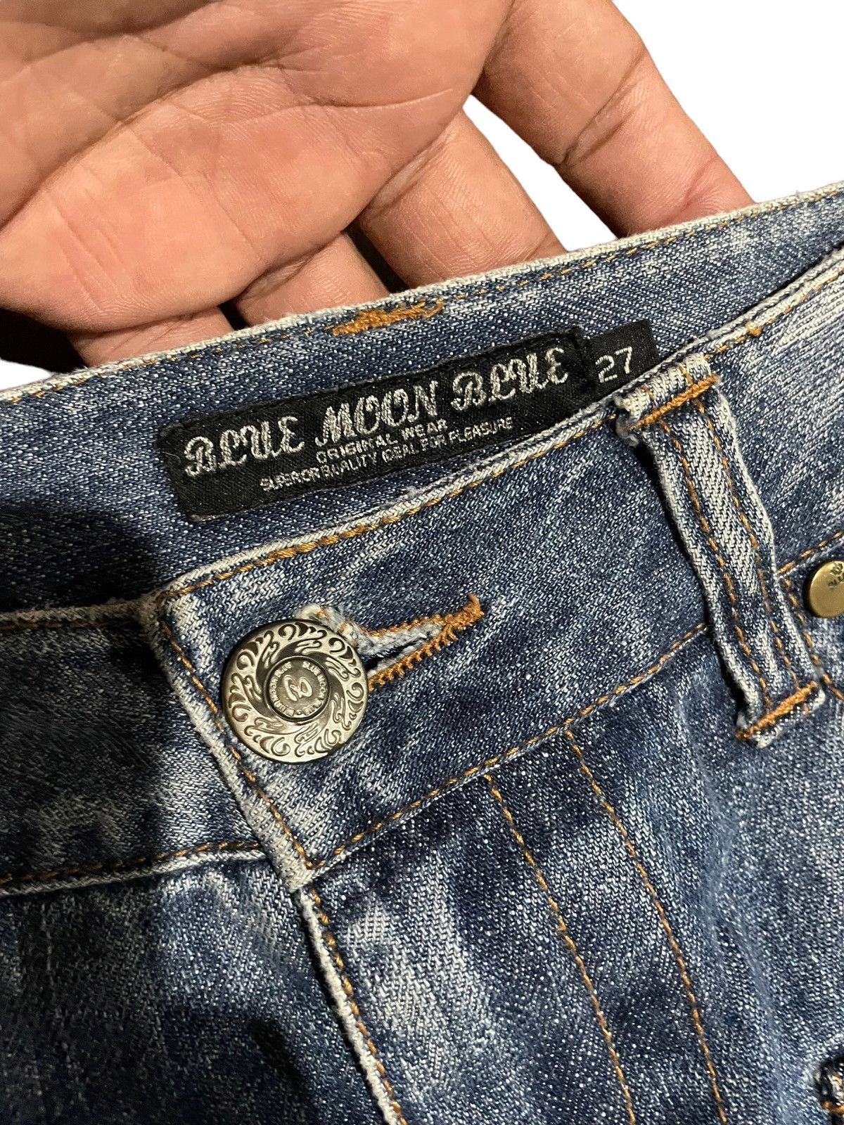 Japanese Brand Flared Japanese Blue Moon Lowrise Wide Leg Pocket Jeans Size US 32 / EU 48 - 16 Thumbnail