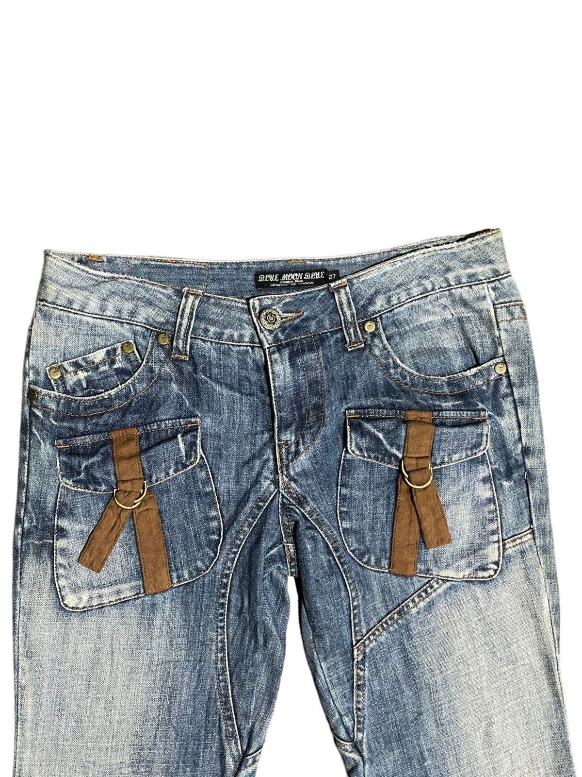 Japanese Brand Flared Japanese Blue Moon Lowrise Wide Leg Pocket Jeans Size US 32 / EU 48 - 5 Thumbnail