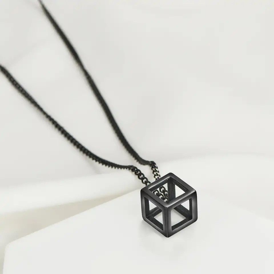 Jewelry × Vintage Hollow Cube Pendant Necklaces 🔥🔥🔥 Size ONE SIZE - 1 Thumbnail