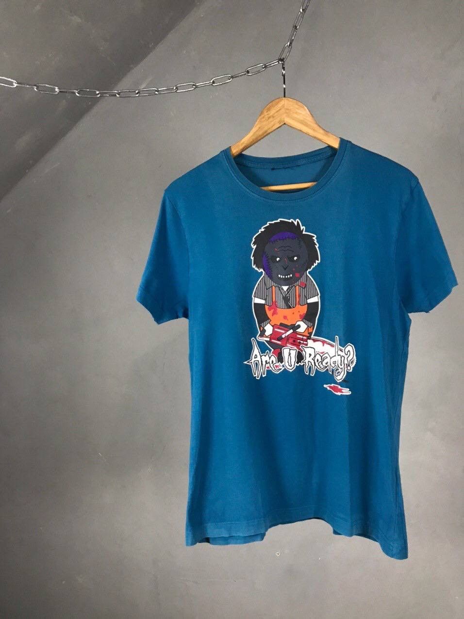 Vintage Are u Ready streetwear blue tee Size US S / EU 44-46 / 1 - 1 Thumbnail