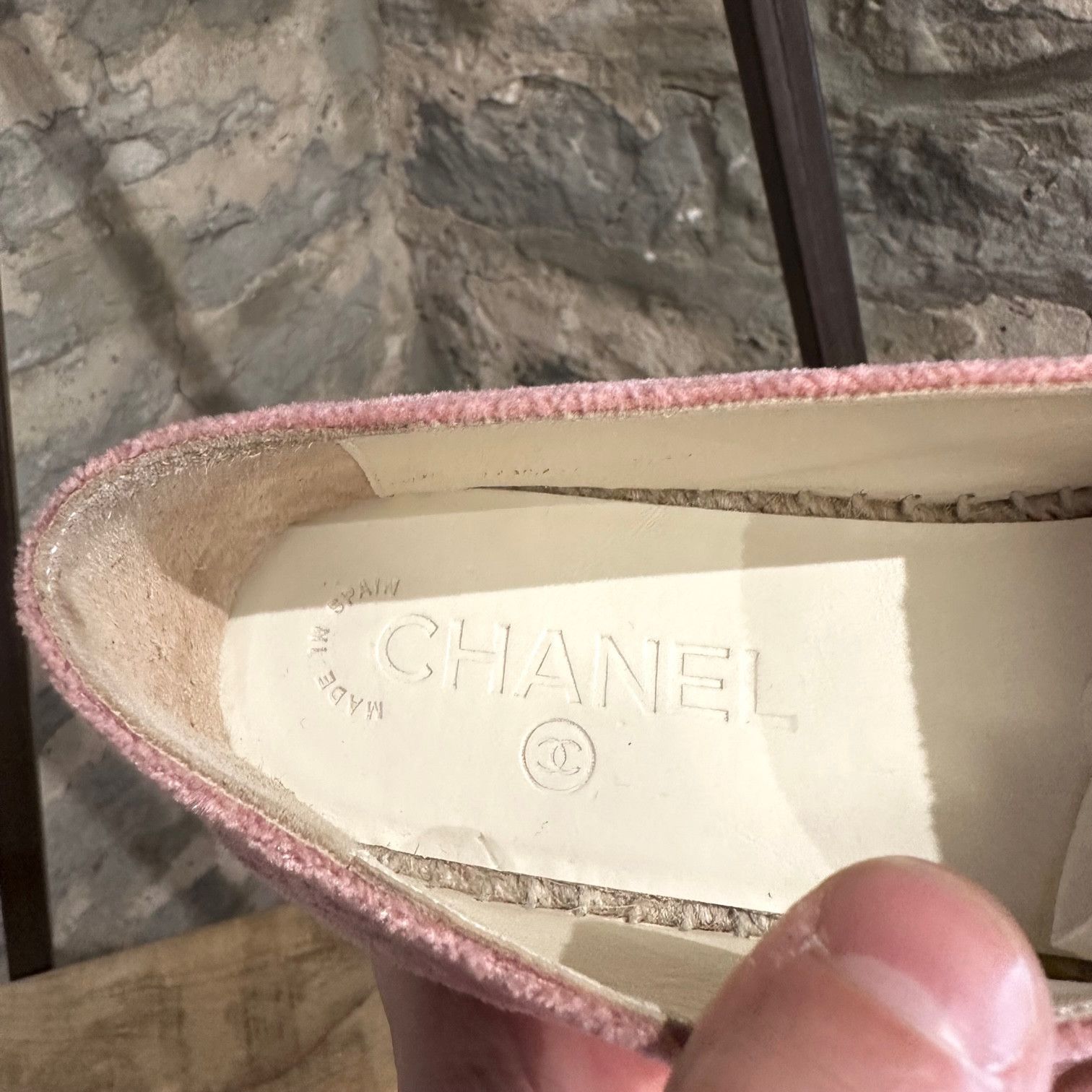 Chanel Chanel Pink Velvet Camelia Logo CC Espadrilles Size US 9 / IT 39 - 11 Thumbnail