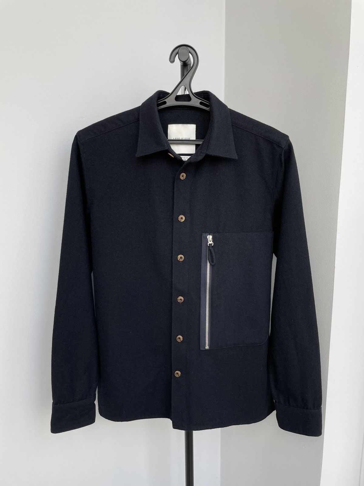 image of A Kind Of Guise Wool Jacket Overshirt in Blue, Men's (Size Medium)