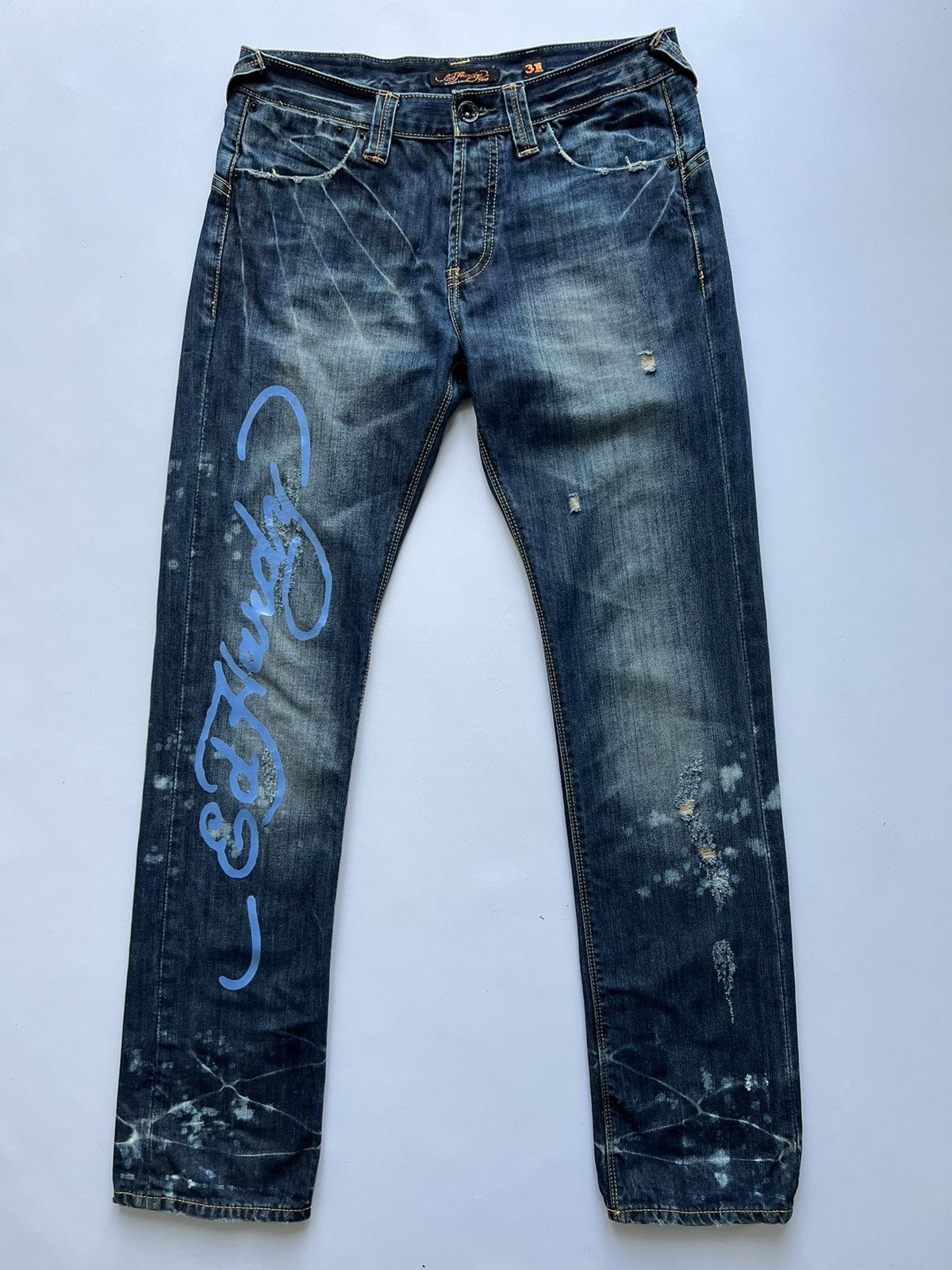 Christian Audigier × Ed Hardy Ed hardy jeans big logo rare distressed style Size US 31 - 2 Thumbnail