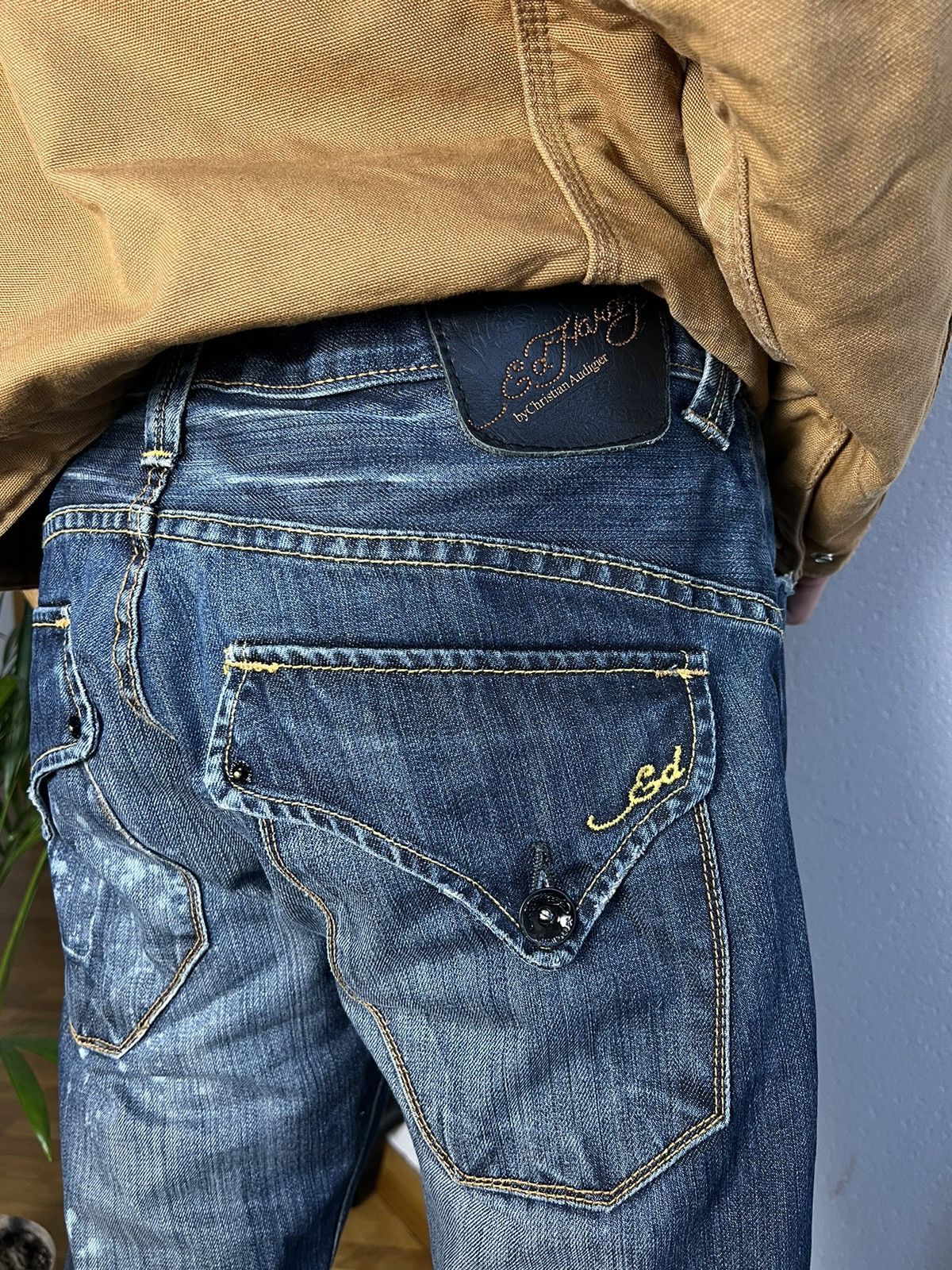 Christian Audigier × Ed Hardy Ed hardy jeans big logo rare distressed style Size US 31 - 18 Thumbnail
