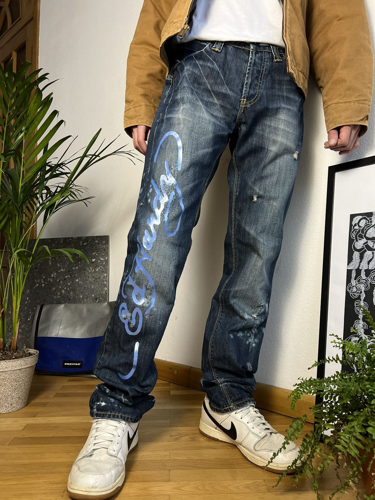Christian Audigier × Ed Hardy Ed hardy jeans big logo rare distressed style Size US 31 - 1 Thumbnail