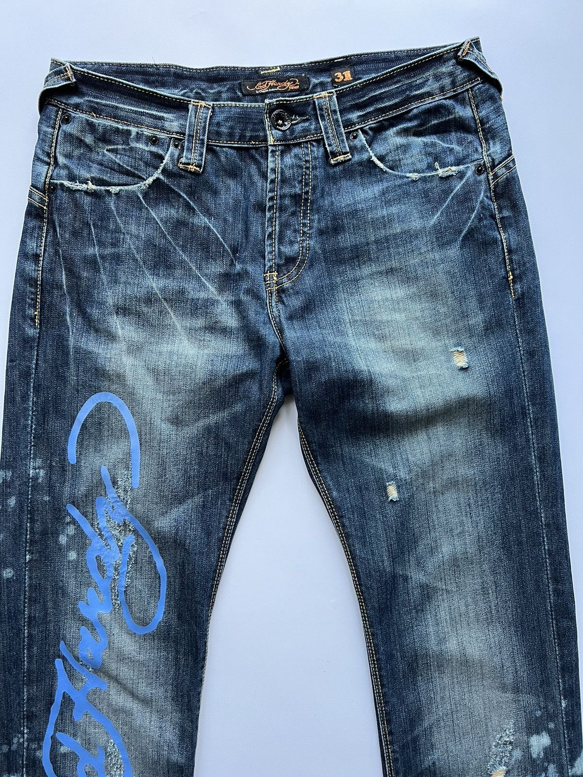 Christian Audigier × Ed Hardy Ed hardy jeans big logo rare distressed style Size US 31 - 7 Thumbnail