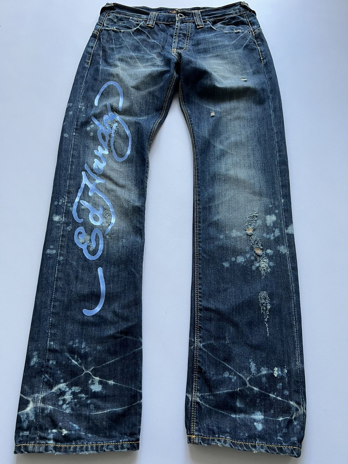 Christian Audigier × Ed Hardy Ed hardy jeans big logo rare distressed style Size US 31 - 8 Thumbnail
