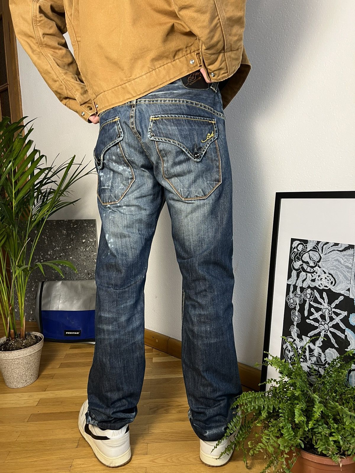 Christian Audigier × Ed Hardy Ed hardy jeans big logo rare distressed style Size US 31 - 5 Thumbnail