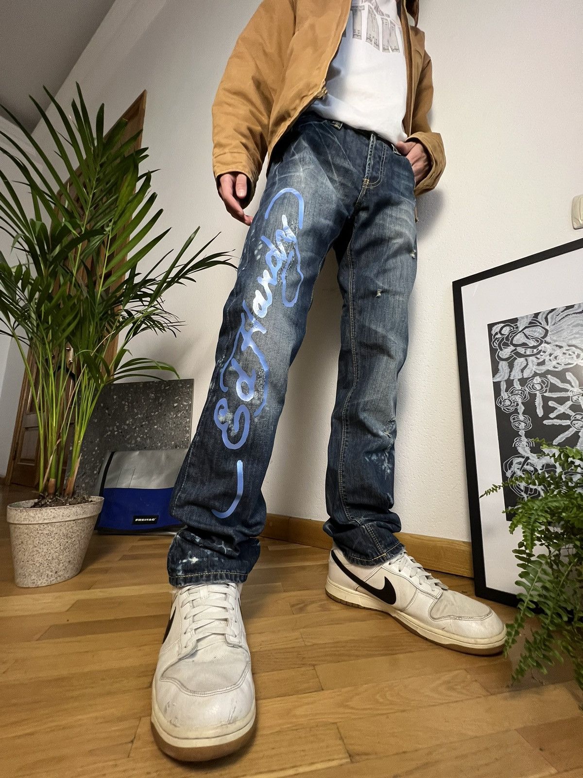 Christian Audigier × Ed Hardy Ed hardy jeans big logo rare distressed style Size US 31 - 16 Thumbnail