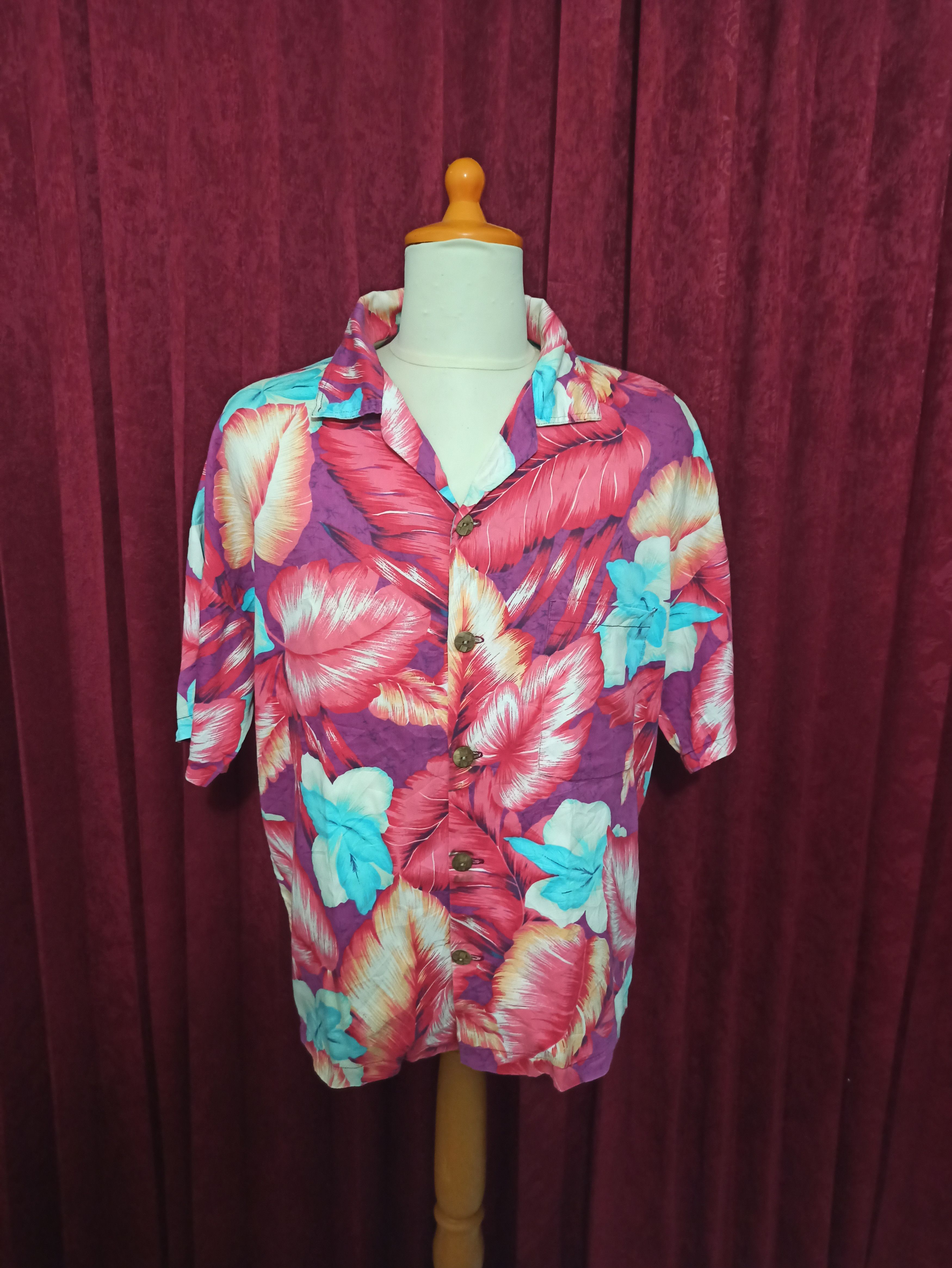 Vintage Beautiful Vintage 60s Floral Flower Hawaiian Aloha Shirt Size US L / EU 52-54 / 3 - 3 Thumbnail