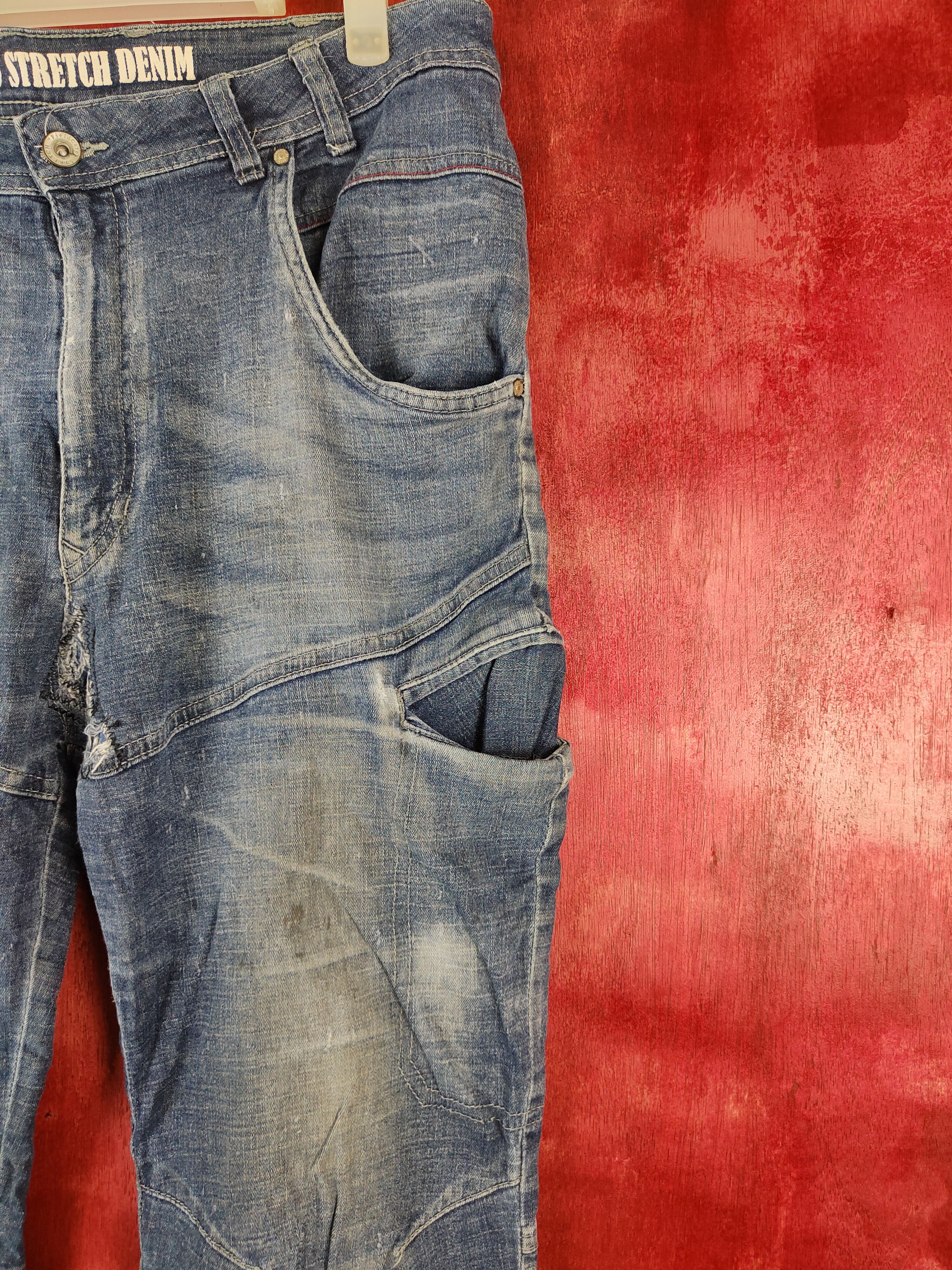 Japanese Brand Field Core Blue multi pocket tactical cargo jeans #4674 Size US 33 - 6 Thumbnail